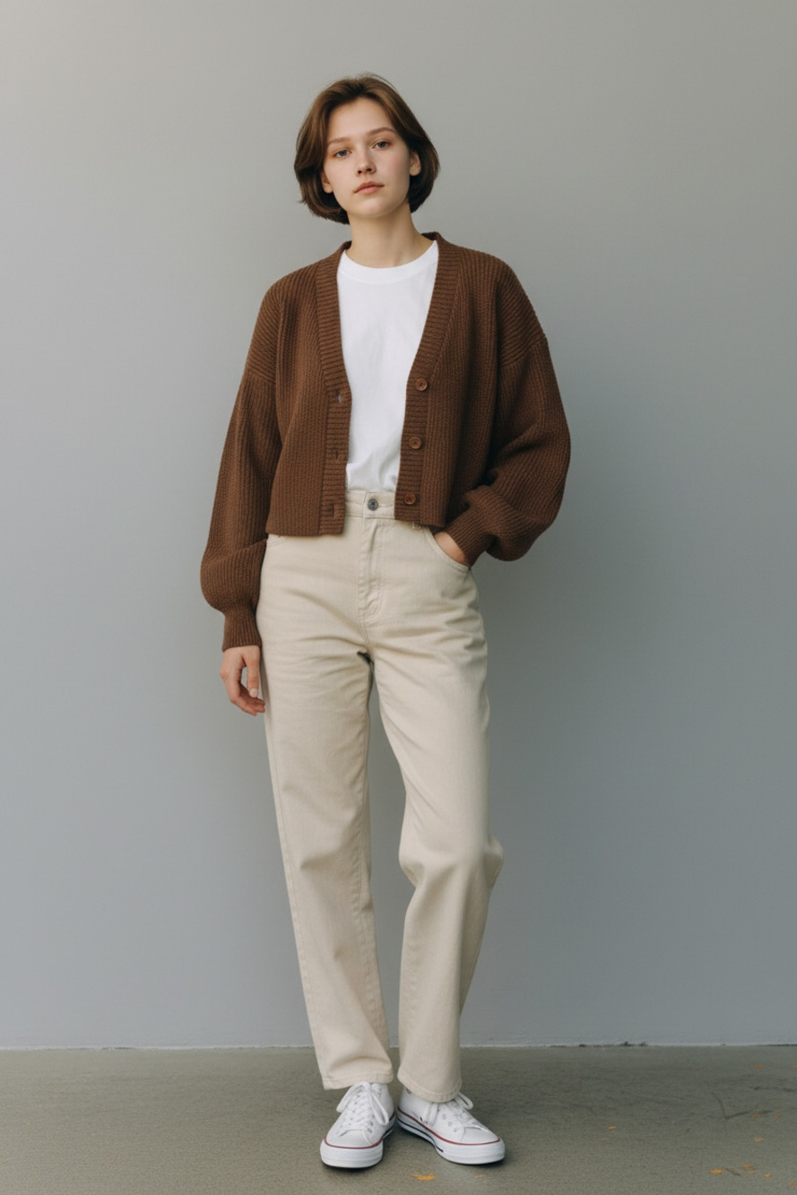 Chocolate boohoo Balloon Sleeve Button Through Rib Cardigan